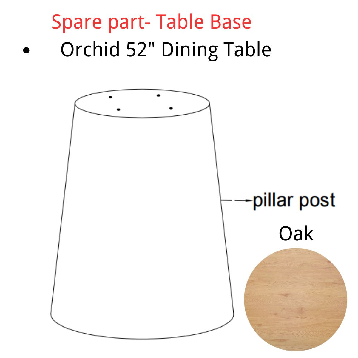 Spare Part-Orchid 52" Solid Oak Pedestal Table Base - The Pop Maison