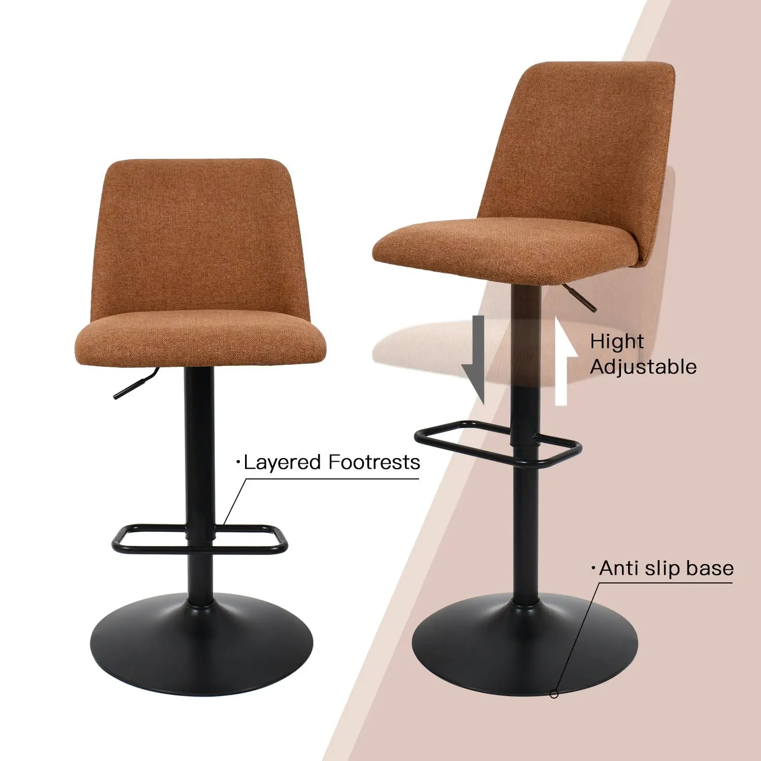 Bruno Swivel Adjustable Stool (Set of 2)