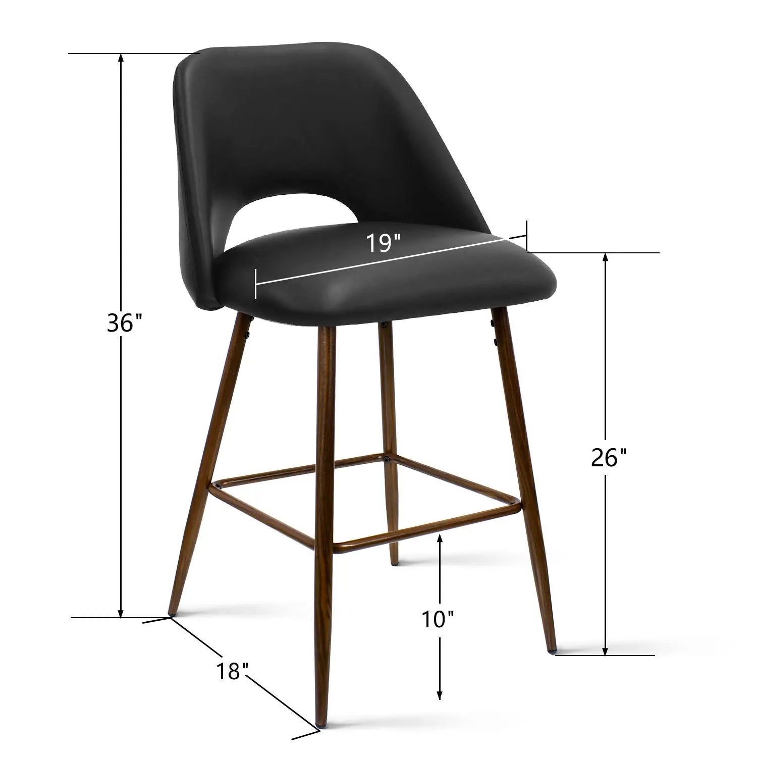 Edwin 26" Leather Counter Stool Set of 2 - Chic and Durable