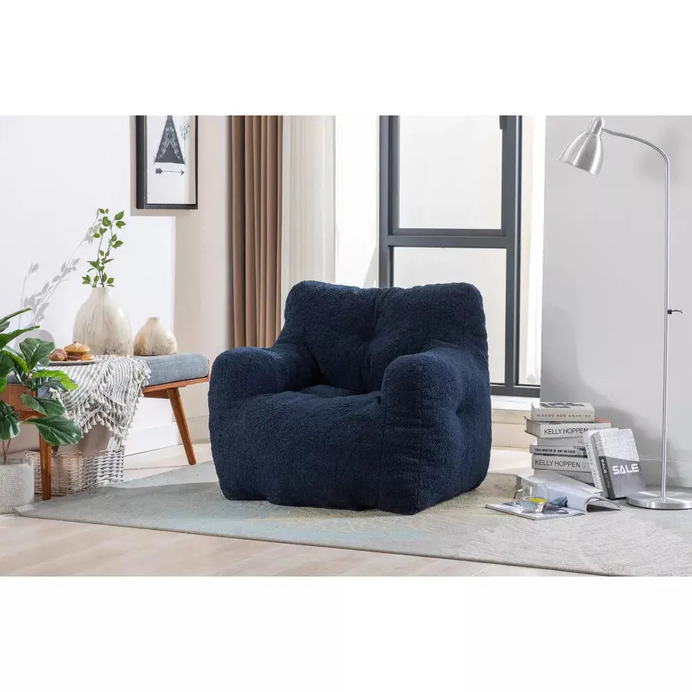 Panpan Bean Bag Chairs with Memory Foam,37 W White Teddy Bean Bag  Chair,Fluffy Lazy Sofa-The Pop Maison