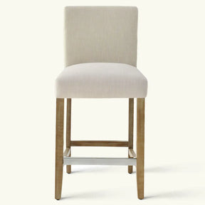 North Counter Stool, Linen Upholstery Seat with Wooden Legs, Set of 2 Stools