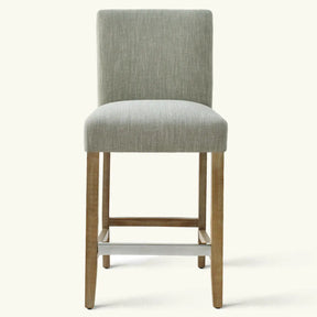 North Counter Stool, Linen Upholstery Seat with Wooden Legs, Set of 2 Stools