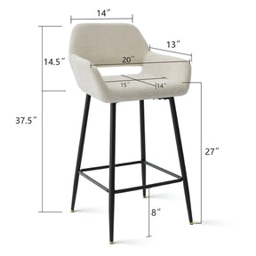 William 27"H Counter Stool with Arms (Set of 2)